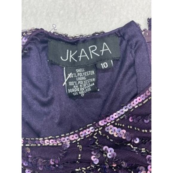 MOTHER OF THE BRIDE J KARA sz 10 L purple sequin beaded maxi dress NEW B77 - Picture 6 of 8